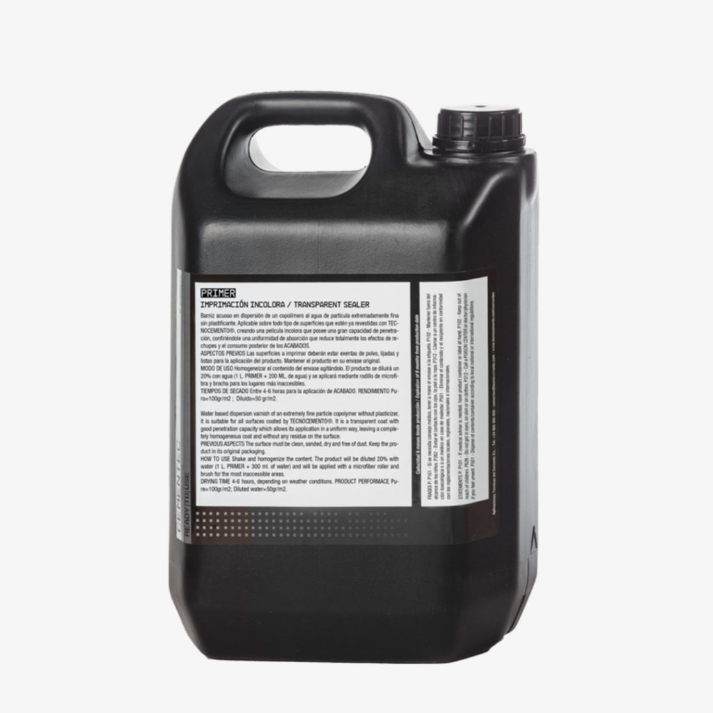 Surface sealing pore-covering microcement primer.